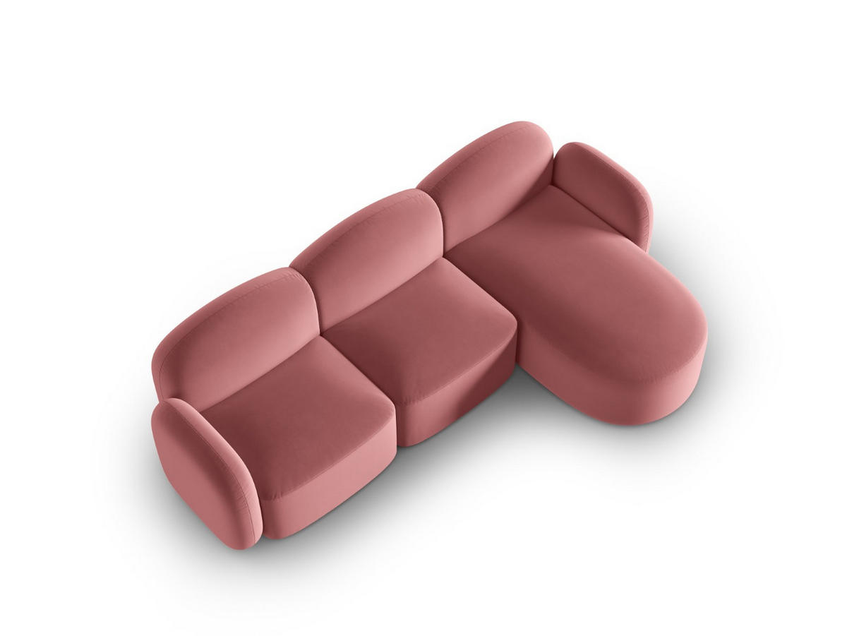 ECKSOFA rechts Blair aus Samt lachs 4 Sitzplätze - Pink, Textil (155/272cm) - Micadoni