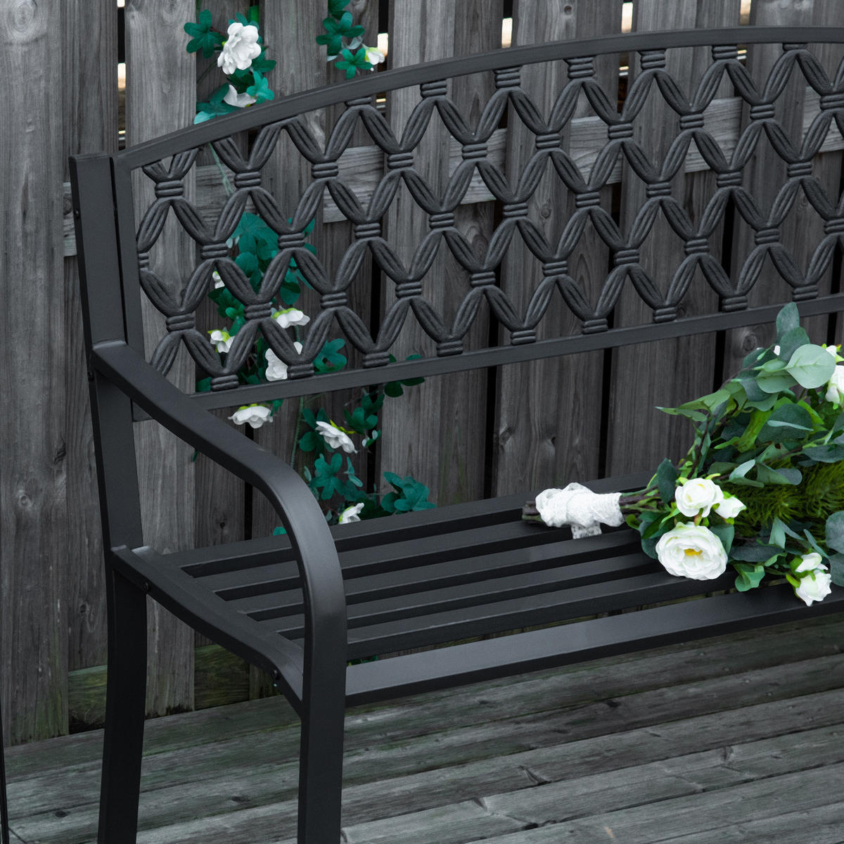 GARTENBANK,2-SITZER Stahl Gusseisen Armlehnen,schwarz - Schwarz, Metall (128/89/58.5cm) - Vallsero