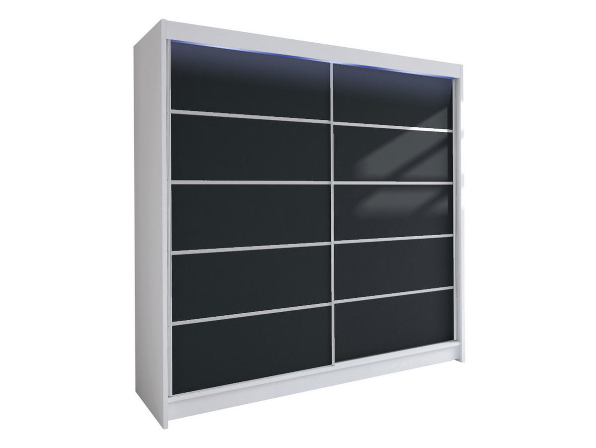 SCHWEBETÜRENSCHRANK Talin IV, mit RGB LED Beleuchtung - Silberfarben/Multicolor, Holzwerkstoff/Metall (180/215/58cm) - MIRJAN24