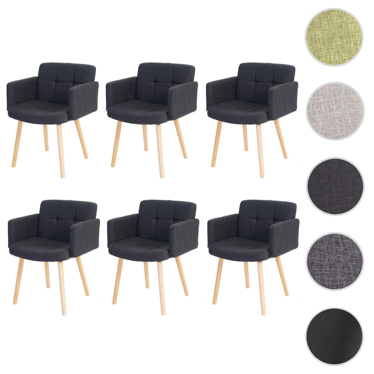 ESSZIMMERSTUHL Anthrazit 6er-Set - Anthrazit, Textil (60/79/57cm) - MCW