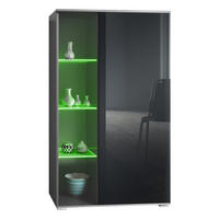 VITRINE Davos Schwarz Hochglanz - Schwarz Hochglanz, Holzwerkstoff (71.5/134/35cm) - Vladon