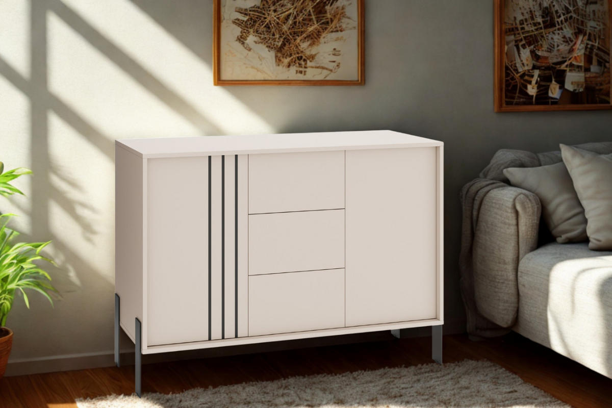 KOMMODE Natan 120cm, mit Schubladen und Metallfüßen, kaschmir - Kaschmir, Kunststoff (120/87/40cm) - Margaret Hadas24