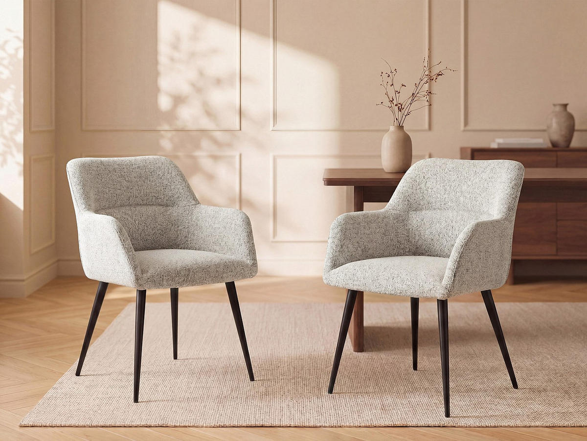 STUHL - 59.5 cm x 61 cm - Stoff - Cremefarben - HEKA - Creme, Textil (59.5/78/61cm) - Vente-Unique