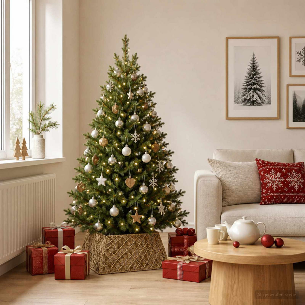 WEIHNACHTSBAUMKRAGEN 50/50/25 cm Braun Seegras - Braun, Naturmaterialien (50/25/50cm) - vidaXL