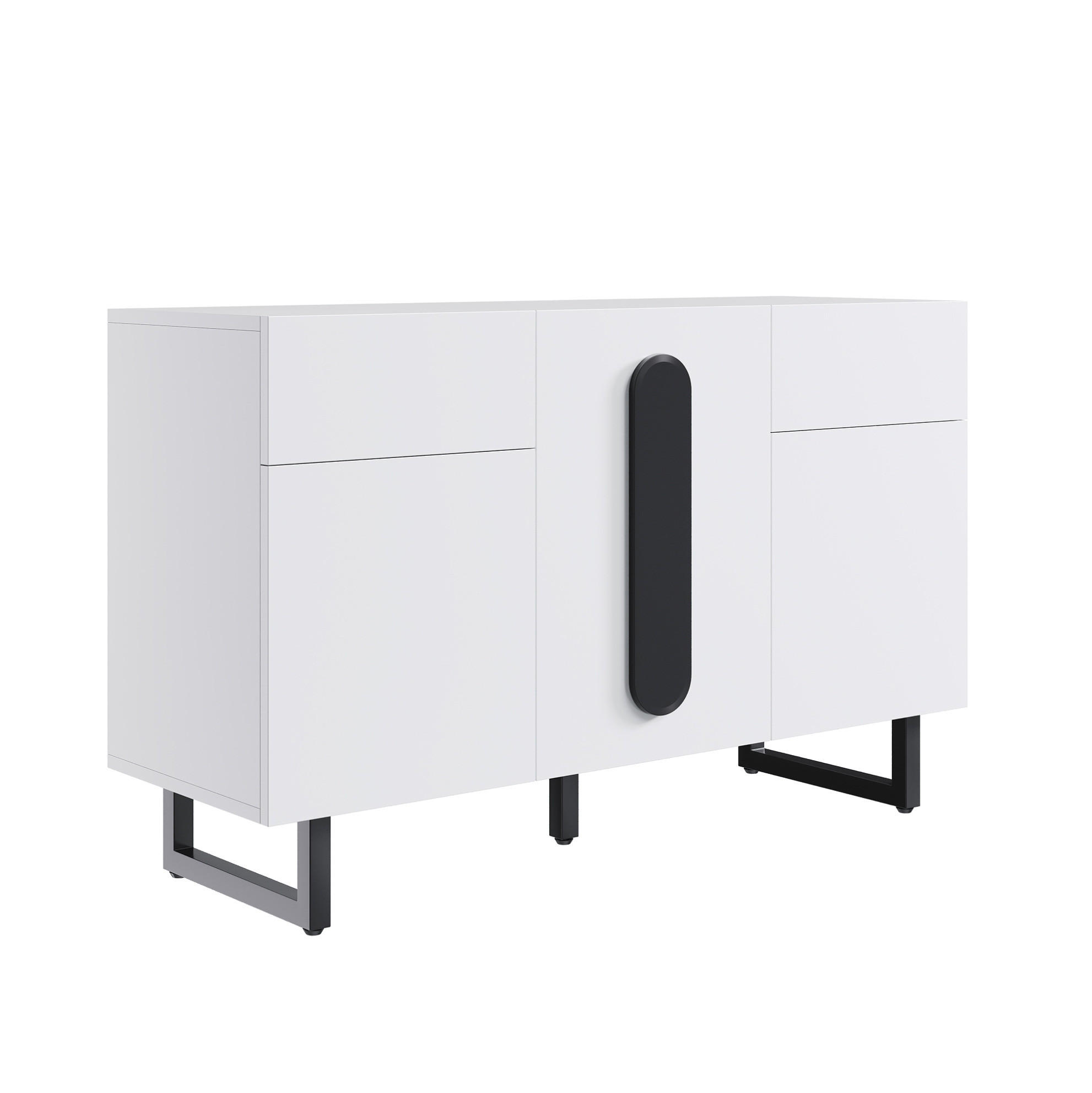 SIDEBOARD aus Holzwerkstoff 120x40,5x75 cm Weiß mit Schubladen, Türen und verstellbaren Einlegeböden - Weiß, Holzwerkstoff (120/75/40.5cm) - Modfu
