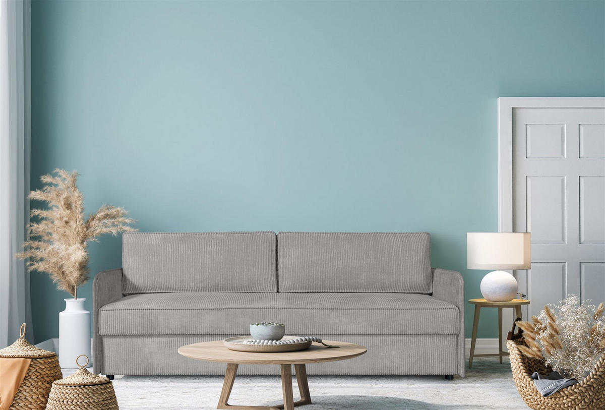 SOFA Ruby Mit Schlaffunktion - Hellgrau, Holzwerkstoff/Textil (206/90/91cm) - Fun Möbel