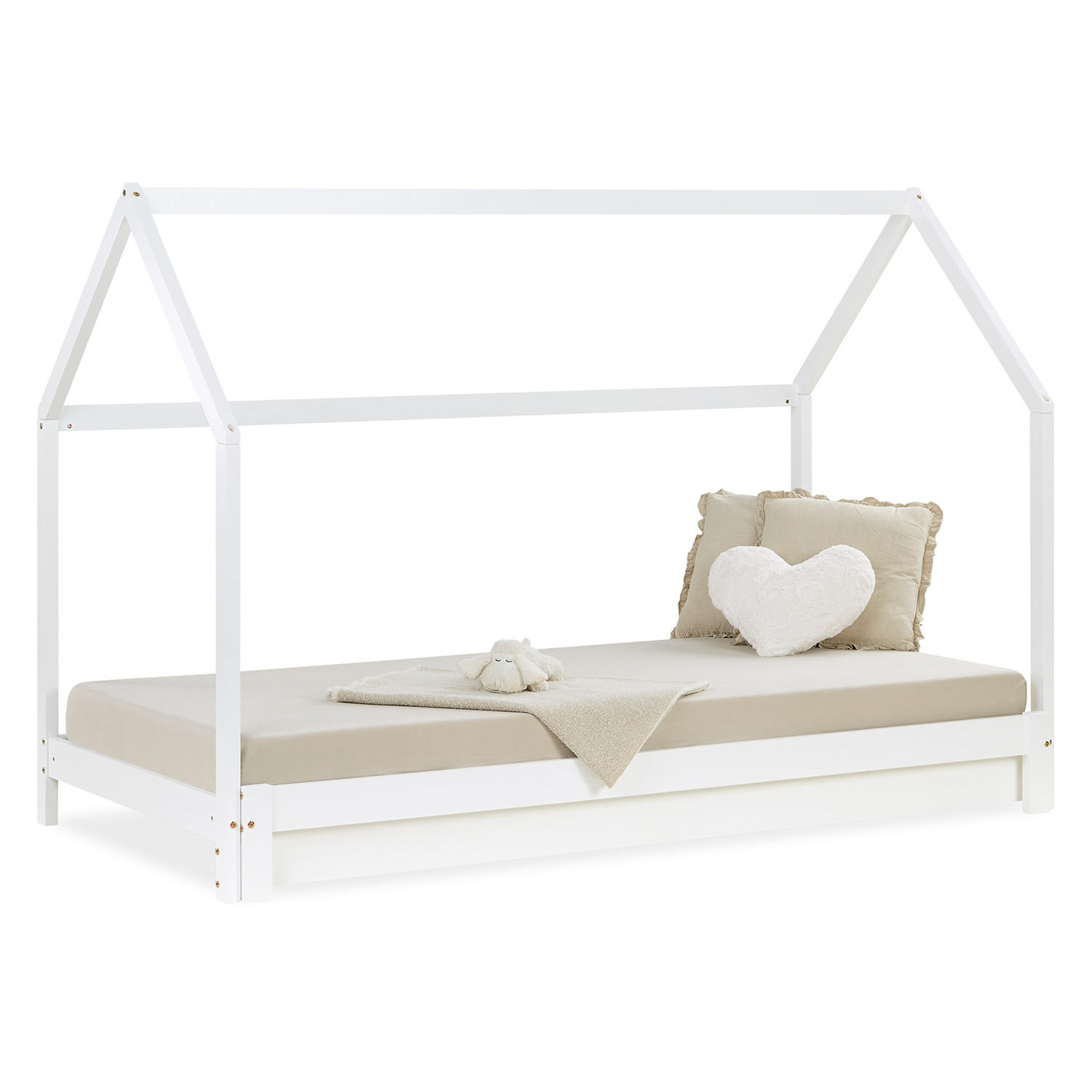 KINDERBETT Hausbett 90/200 ausziehbar - Weiß, Holz (180/200cm) - Homestyle4u