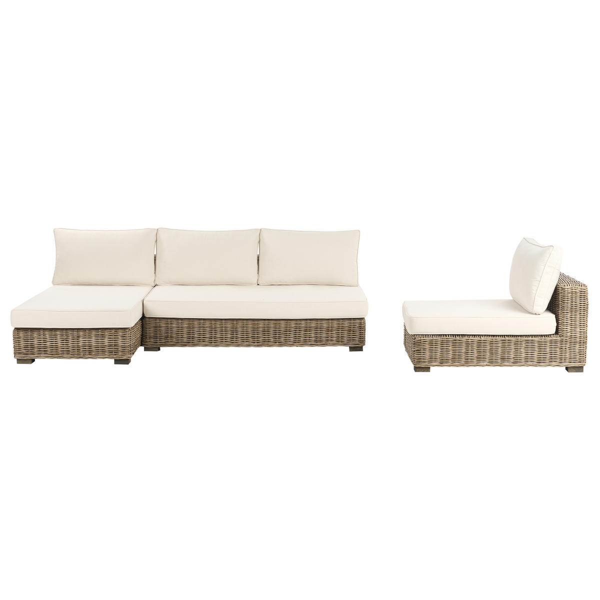 LOUNGE-SET 4-Sitzer Weiß Varallo - Weiß/Grau, Naturmaterialien - Beliani