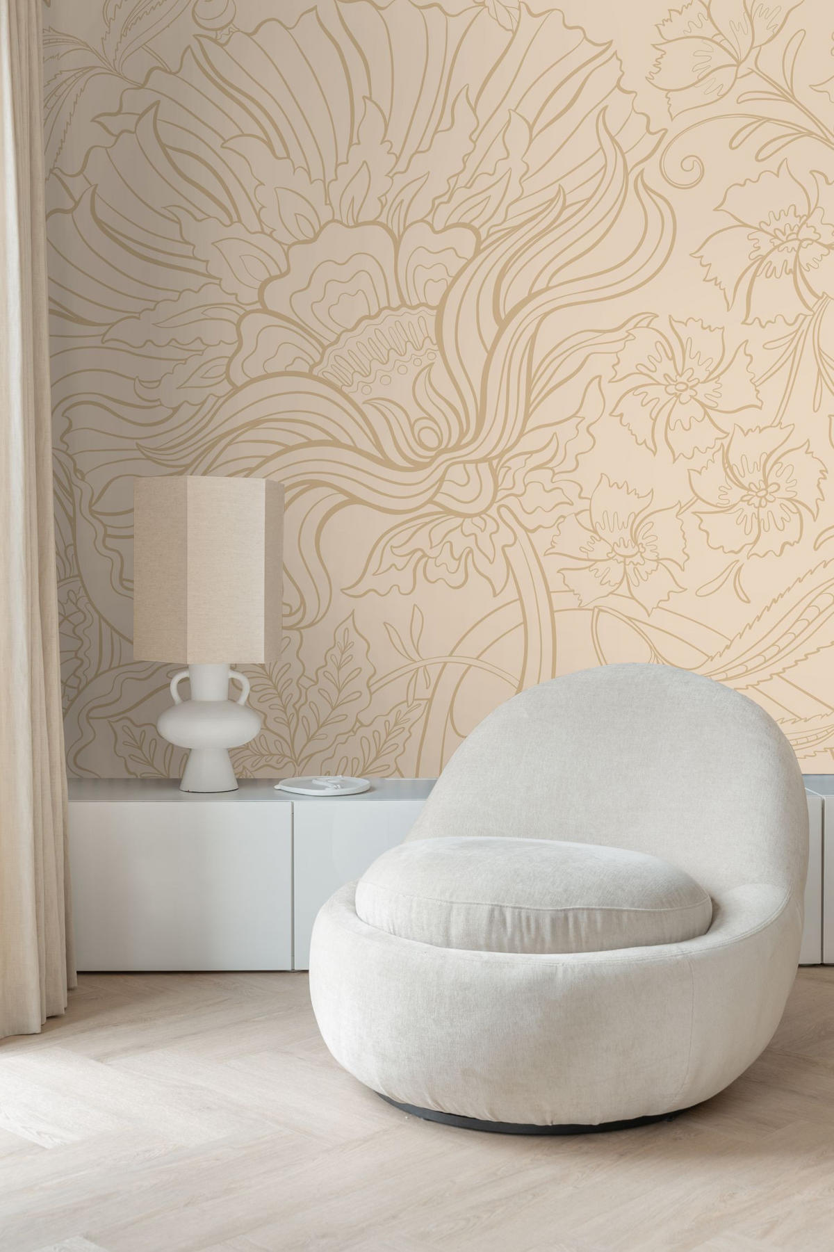 FOTOTAPETE Blumen 200 x 279 cm - Beige, Papier (200/279cm) - ESTAhome