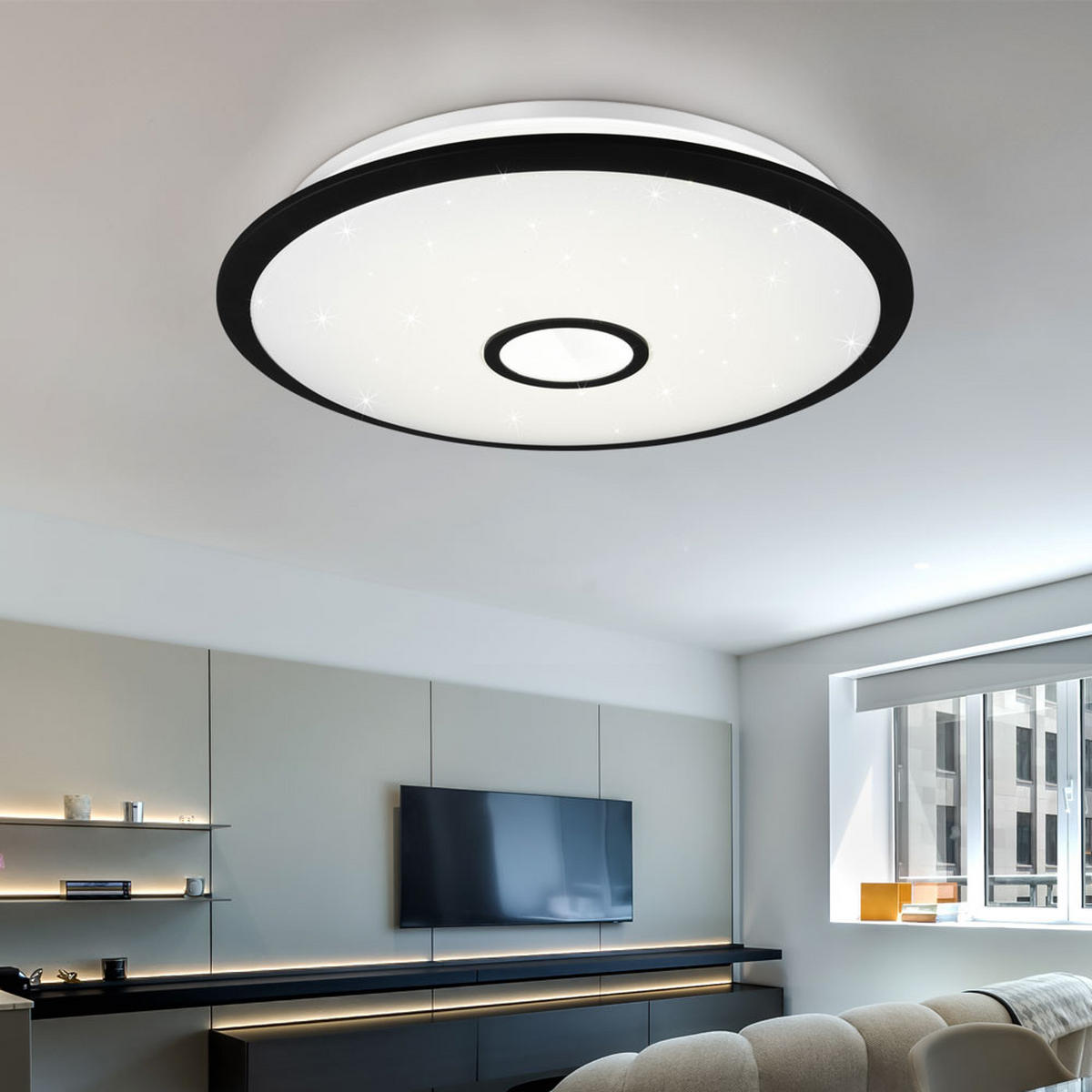 LED DECKENLEUCHTE Kunststoff Schwarz matt - Schwarz, Kunststoff (65/65/10cm)