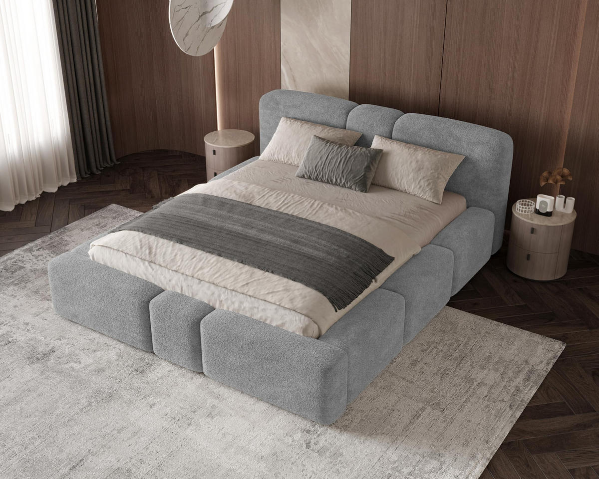POLSTERBETT Monte200x200 cm- Bettkasten und Stauraum - Doppelbett mit Stabilem Metallrahmen - Monte-Stoff- Dunkelgrau - Dunkelgrau, Holzwerkstoff (200/200cm) - Chilly