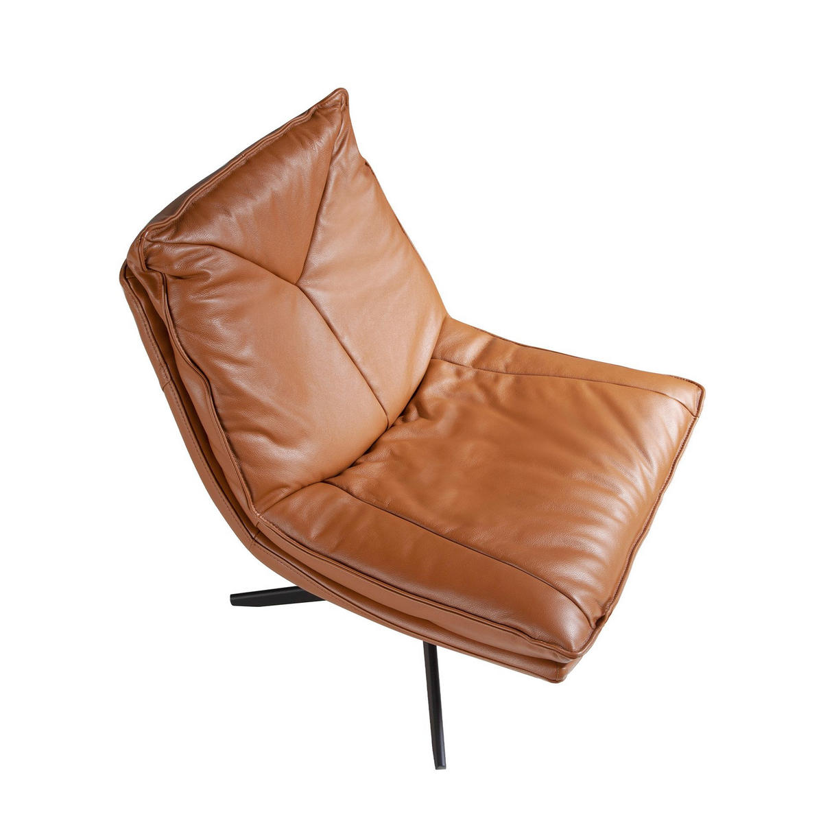 DREHSESSEL aus braunem Leder - Schwarz/Braun, Leder/Metall (75/87/90cm) - ANGEL CERDA