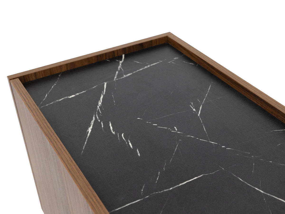 TV-LOWBOARD Tewos 144 - Nussbaumfarben/Schwarz, Holzwerkstoff/Metall (144/50/37cm) - MIRJAN24