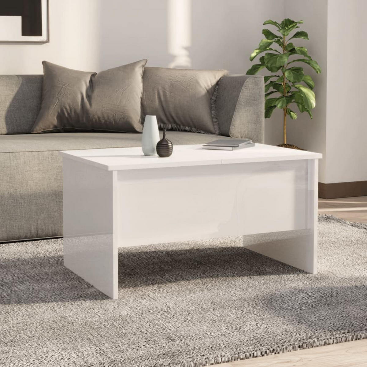 COUCHTISCH Hochglanz-Weiß 80x50x42,5 cm Holzwerkstoff - Weiß, Holzwerkstoff (80/50/42.5cm) - furnicato