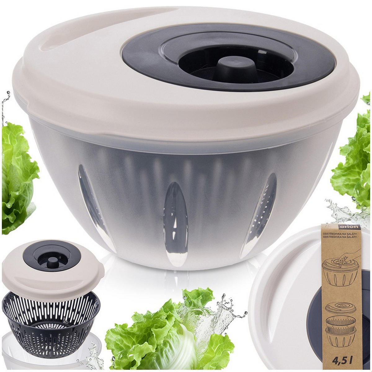 SALATSCHLEUDER ELA Grau Weiß 4,5 l - Transparent, Kunststoff (25.5/14.5cm) - Orion 