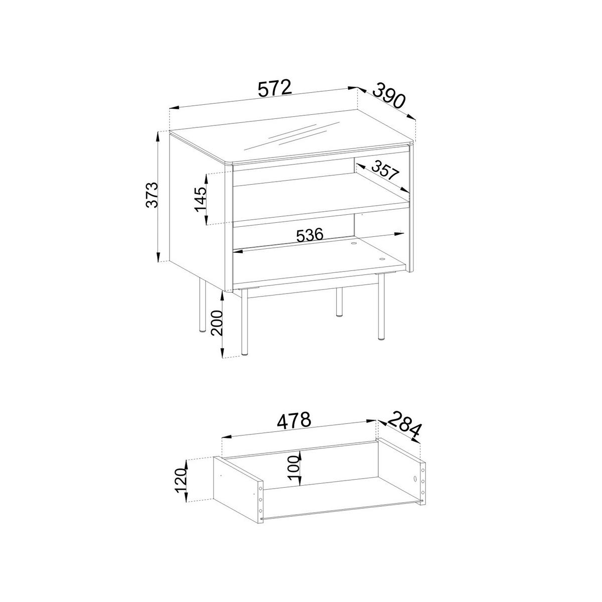 NACHTTISCH: Kaschmir, 57 x 57 x 39 cm - Kaschmir, Holzwerkstoff (57/57/39cm) - 3XE LIVING