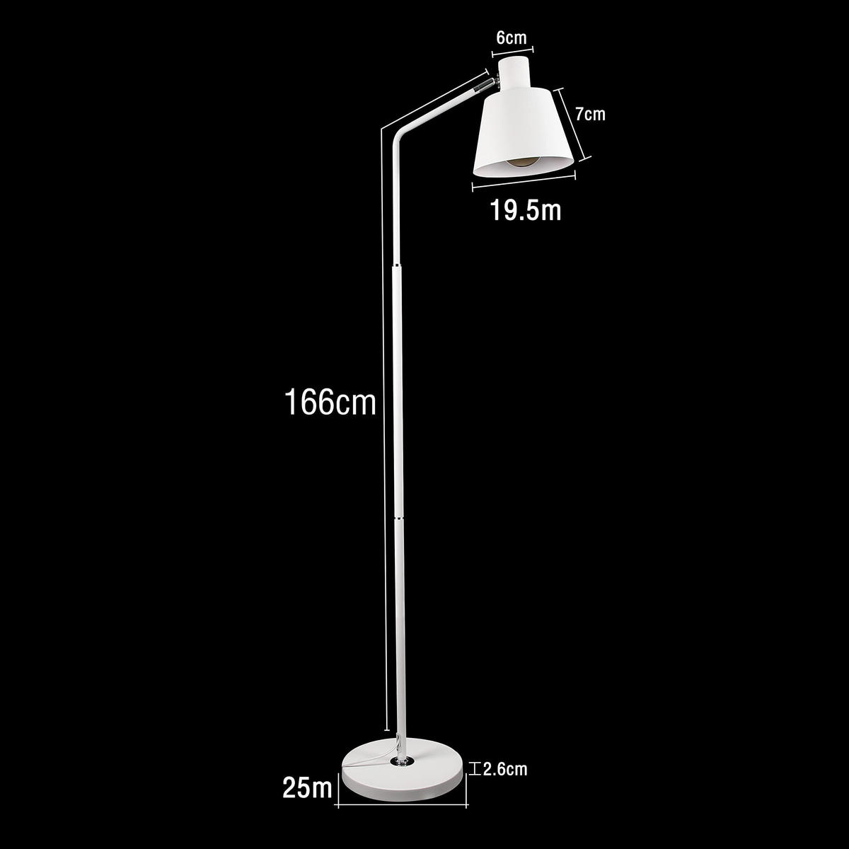STEHLEUCHTE Merle 25/20/143 cm - Weiß, Metall (22/15/166cm) - Nettlife