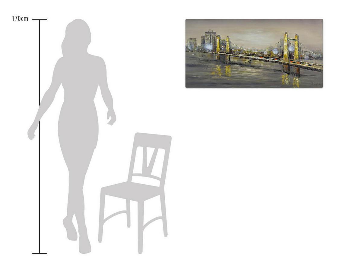 OLEJOMAĽBA 100/50 cm, Mesto a architektúra - sivá, drevo/textil (100/50cm) - KUNSTLOFT