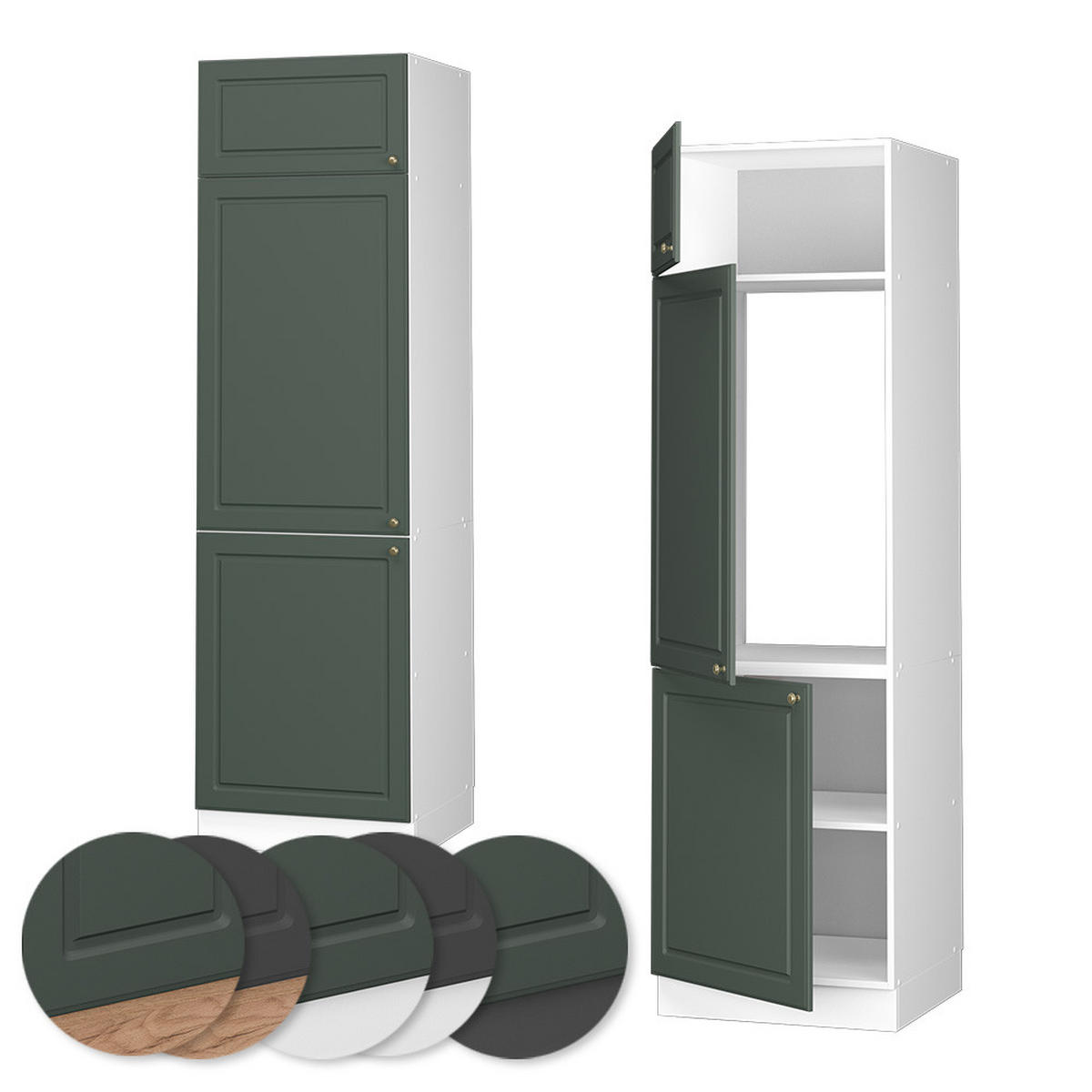 KÜCHENSCHRANK Fame-Line Grün-Gold Landhaus 60 cm - Weiß/Grün, Holzwerkstoff (60/206.8/58.1cm) - Vicco