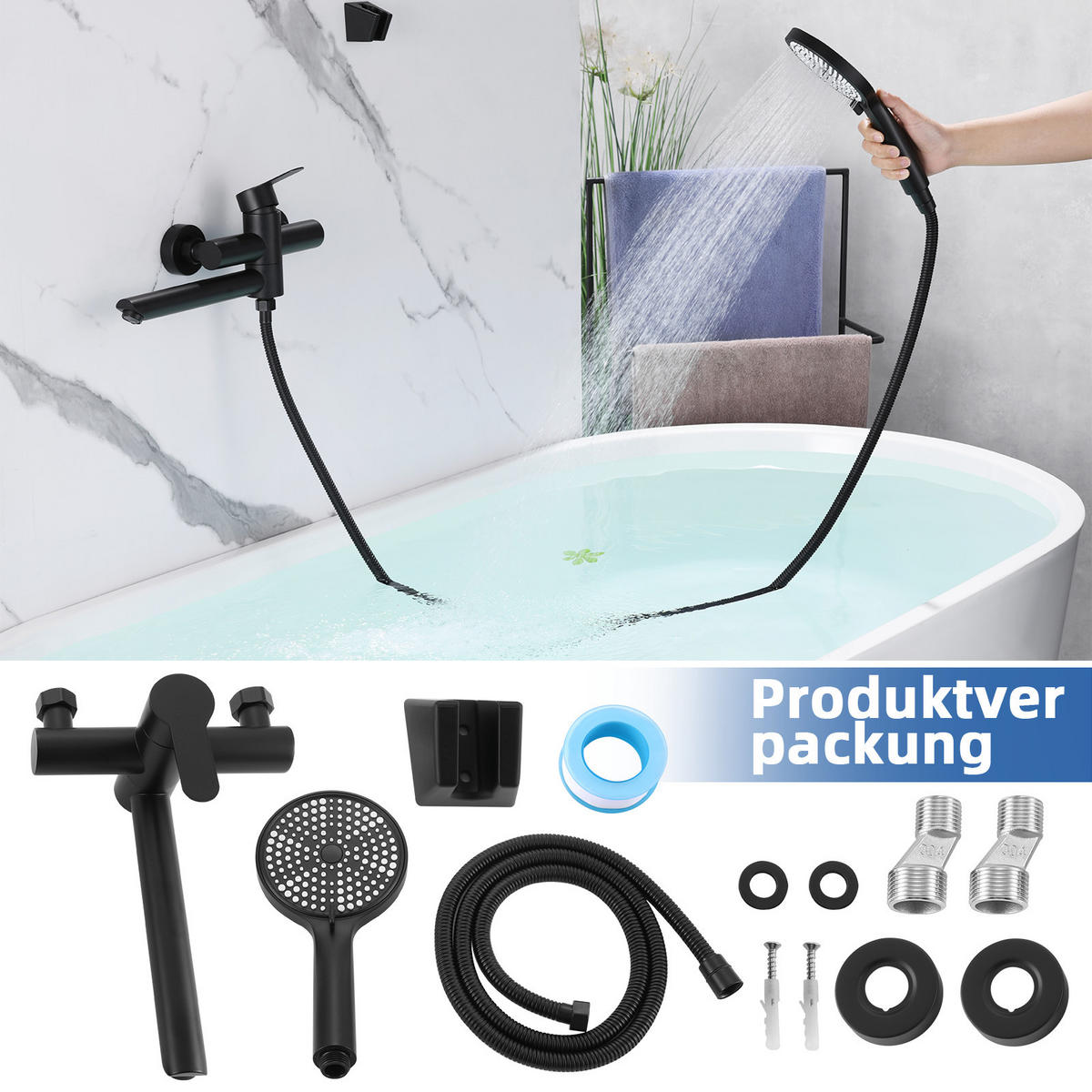 BRAUSESET Wellis 15/12.8/21.5 cm - Schwarz, Metall (15/12.8/21.5cm) - ZMH