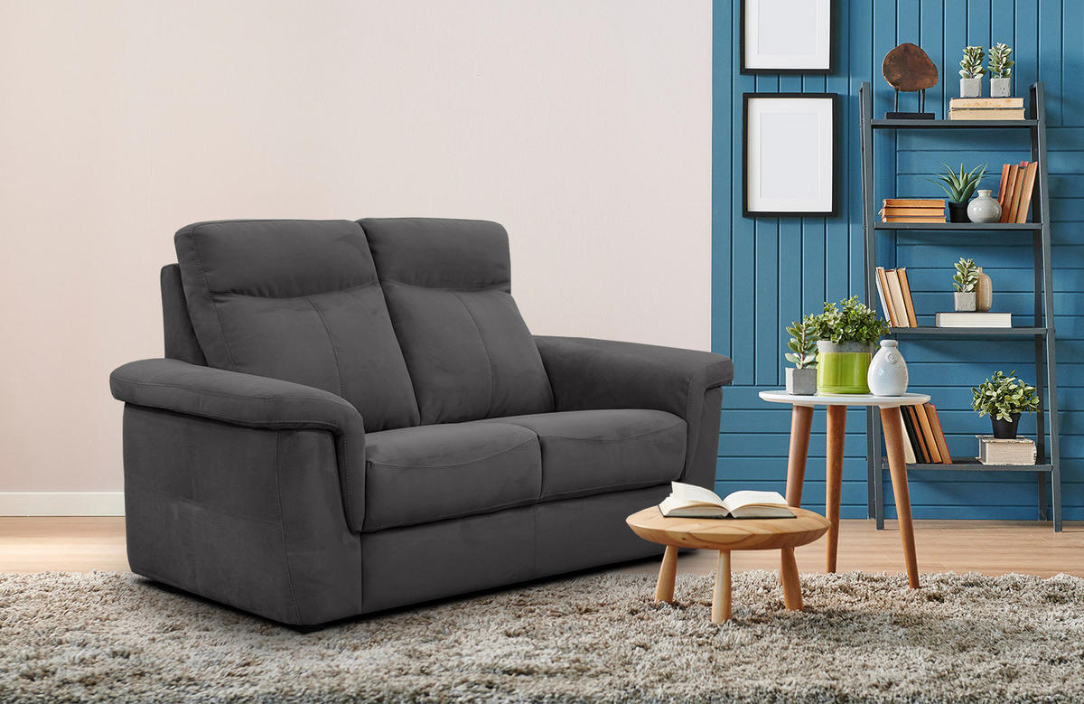 SOFA JONES 2-Sitzer, anthrazit - Anthrazit, Holzwerkstoff/Textil (166/102/99cm) - Courtois Laville