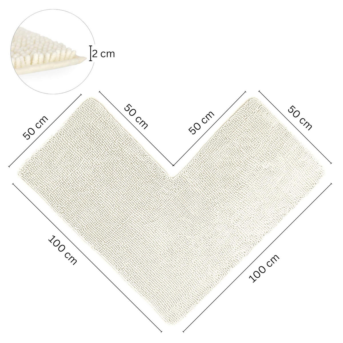 ECKBADEMATTE PARIS - Creme, Textil (100/100cm) - WohnDirect