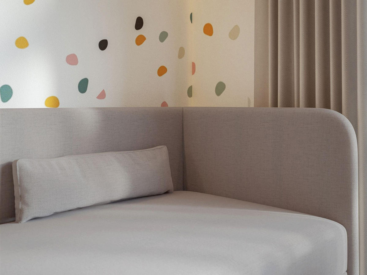 JUGENDBETT Calmmo Dunkelbeige mit Chenille-Bezug, Kopfteil rechts - Cappuccino, Textil (90/200cm) - Selsey