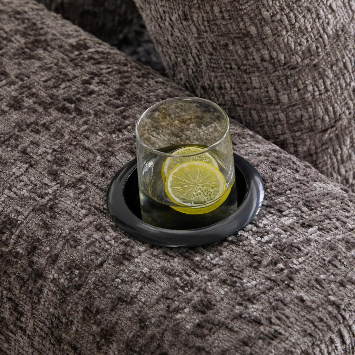 ECKSOFA 261/165/80,5 cm dunkelgrau aus Chenille ohne Montage - Dunkelgrau, Textil (261/165cm) - OKWISH
