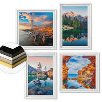 WANDBILDER 4er-Set - 50x50 cm & 40x60 cm Weißer Rahmen - Spiegelung der Felsen in Bergseen - Weiß, Kunststoff (50/50cm) - ArtPrintCave