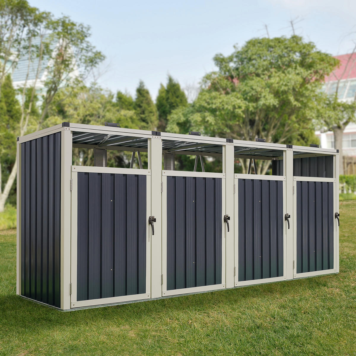 MÜLLTONNENBOX Tarbek - Anthrazit, Metall (292/121/82cm) - pro.tec