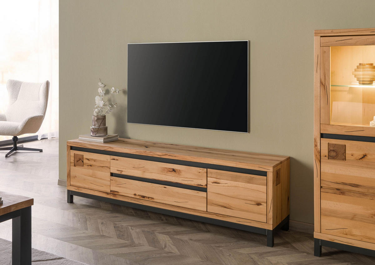 TV-BOARD Kernbuche 190x40x56 natur geölt VILLANDERS #153 - Naturfarben, Holz (190/56/40cm) - Massivmoebel24