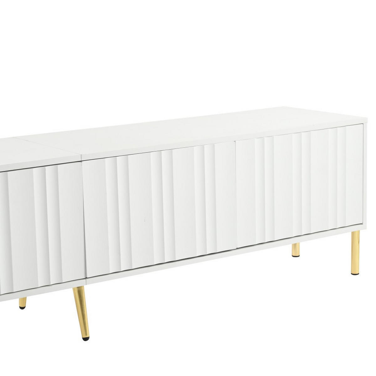 LOWBOARD 190 cm(L) x 38 cm(W) x 48 cm(H) in Weiß mit goldene Tischbeine - Weiß, Holz (38/48/190cm) - KOMHTOM