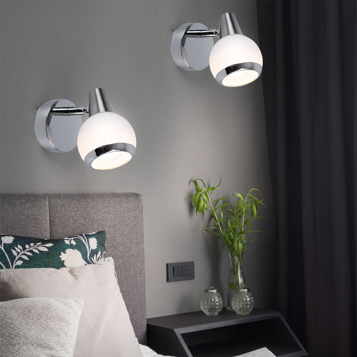 LED WANDLEUCHTE KARDE Chrom Silber - Silberfarben, Glas (8/11.5/12.5cm) - Globo Lighting