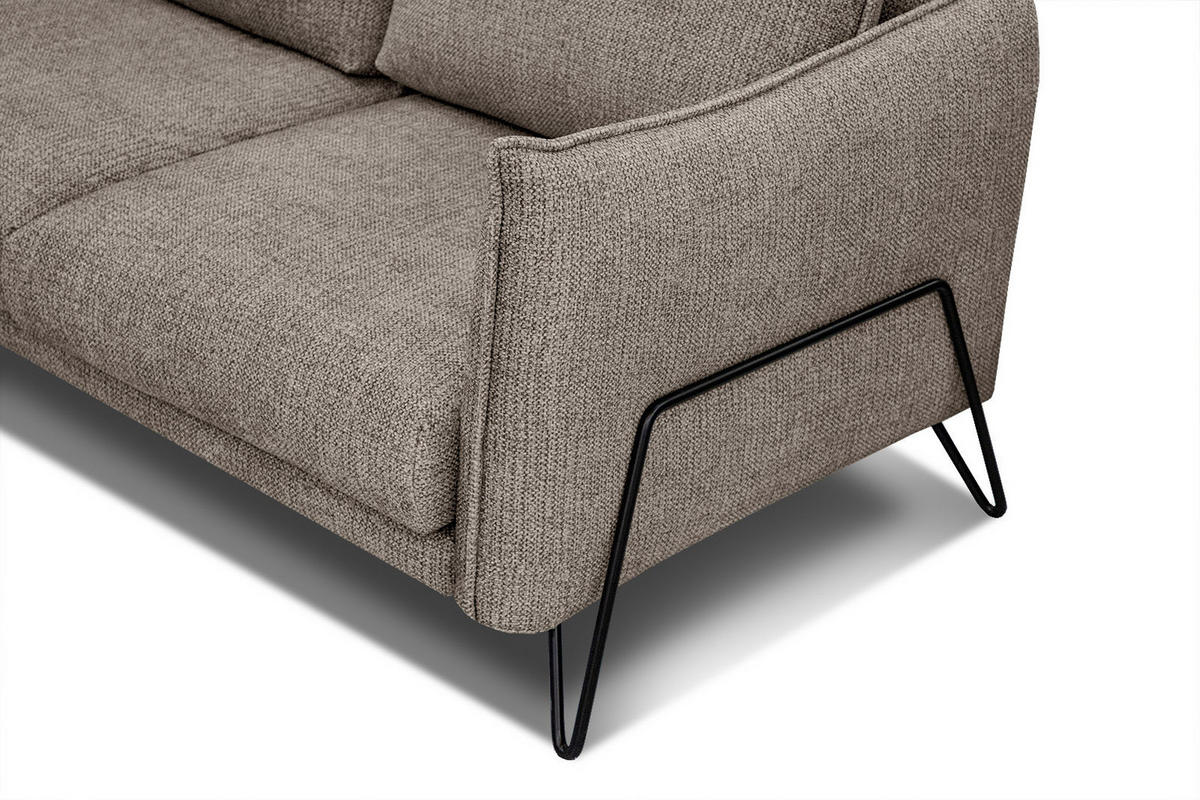 ECKSOFA HOSTEN 4-Sitzer, taupe - Taupe/Schwarz, Holzwerkstoff/Textil (269/158cm) - Courtois Laville