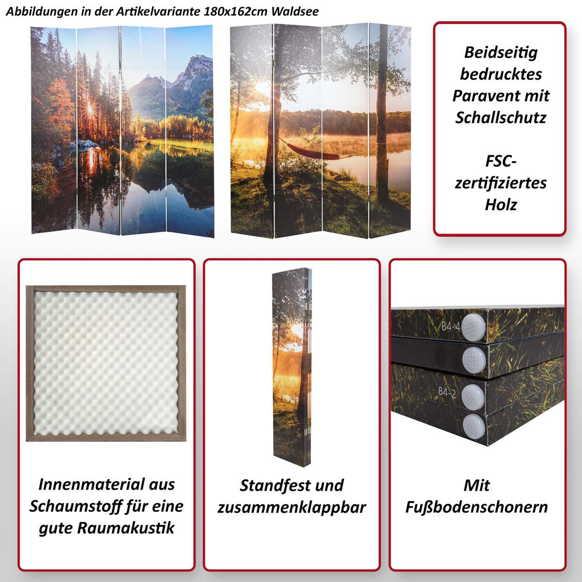 FOTO-PARAVENT MIT SCHALLSCHUTZ Multicolor - Multicolor, Textil (122/180/2cm) - MCW