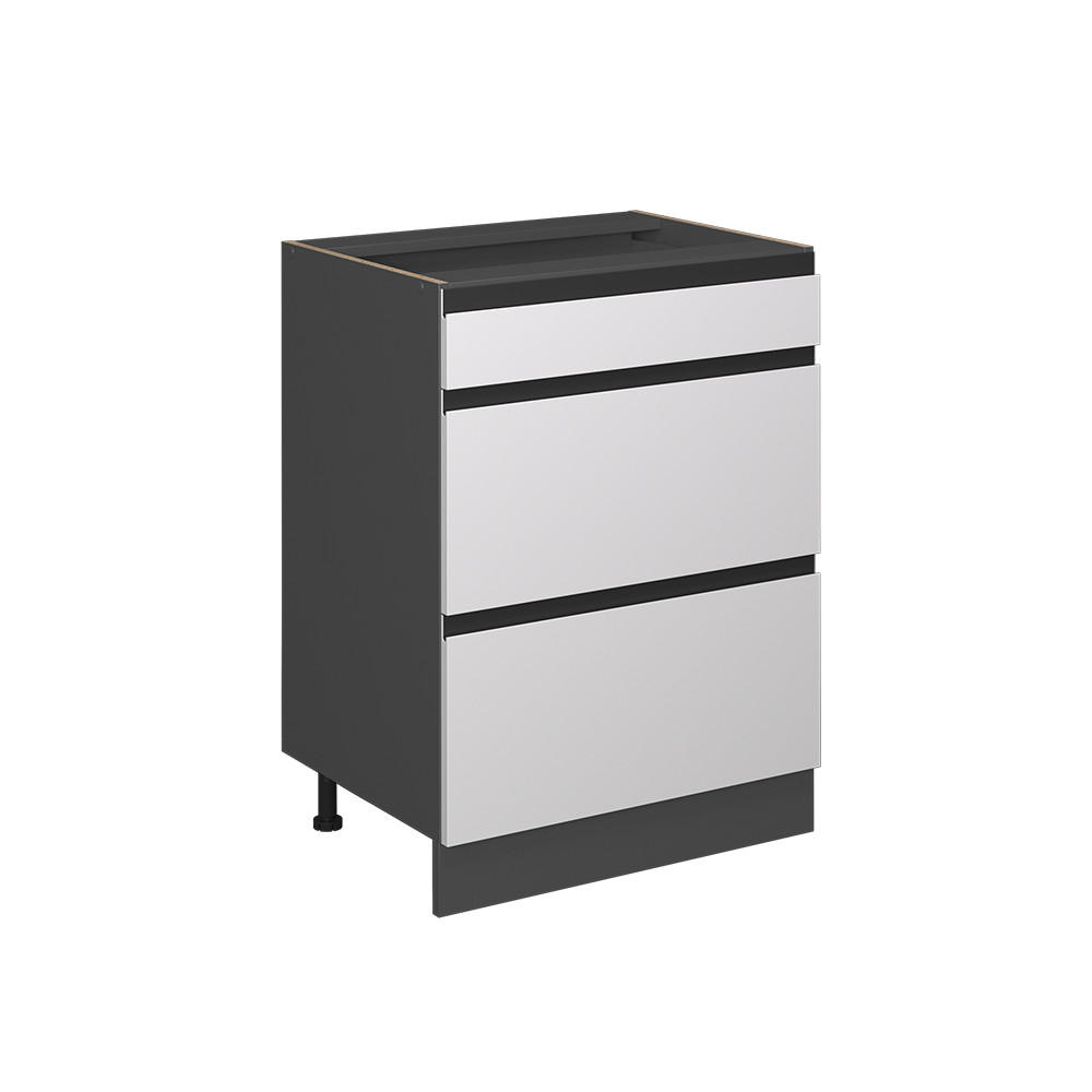 KÜCHENUNTERSCHRANK R-Line Weiß 60 cm J-Shape, mit Schubladen, ohne AP - Anthrazit/Weiß, Holzwerkstoff (60/81.6/46cm) - Vicco