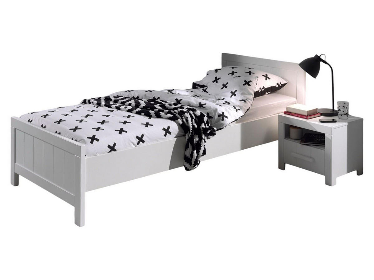 BETT mit Nachtkommode Karalynn aus MDF in Weiß - Weiß, Holzwerkstoff (90/200cm) - 58aufmkessel