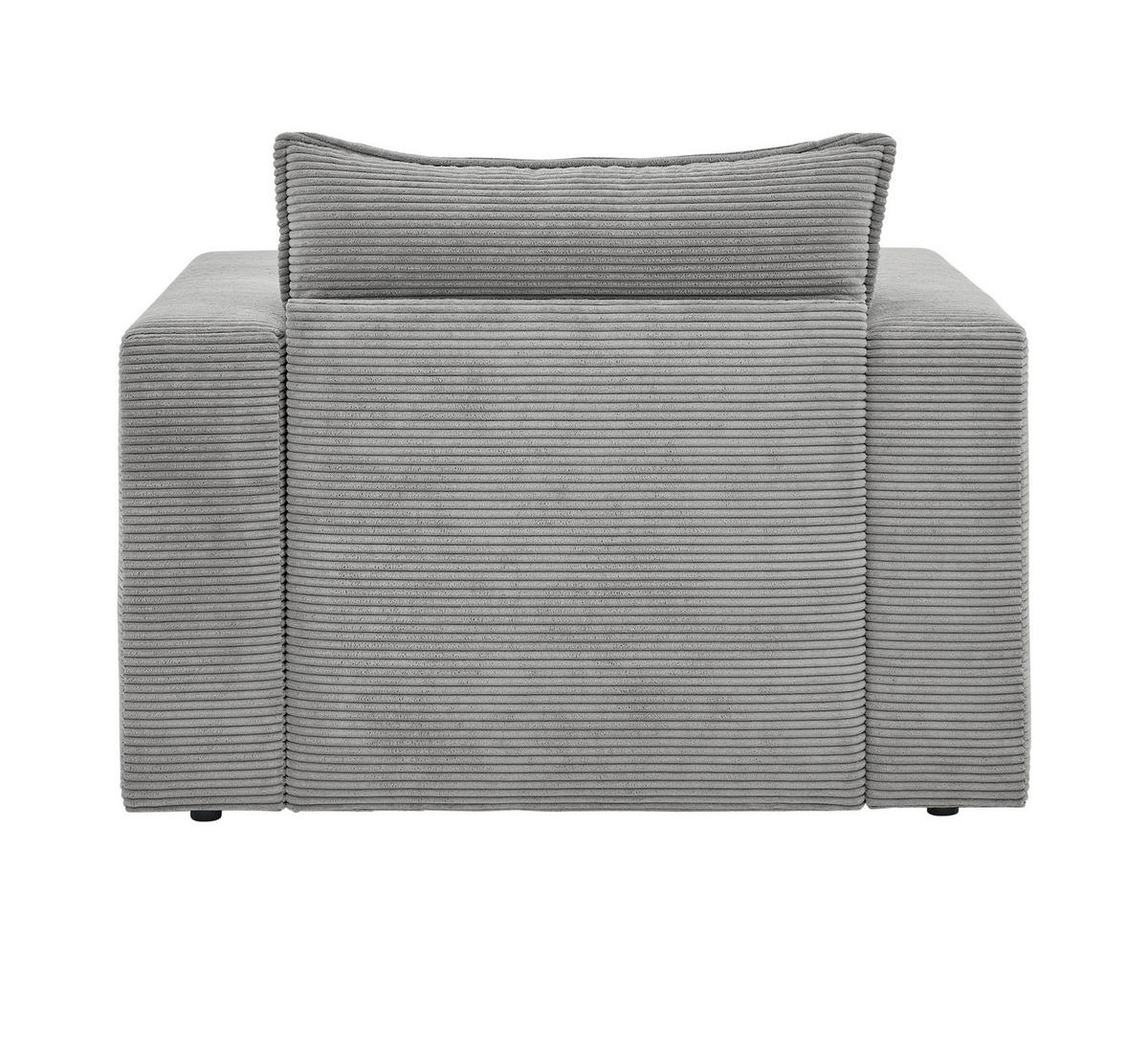 LOVESEAT Set hellgrau Cord, Loungesessel inklusive Hocker - Beige/Hellgrau, Holz/Kunststoff (110/83/161cm) - Furn.Design