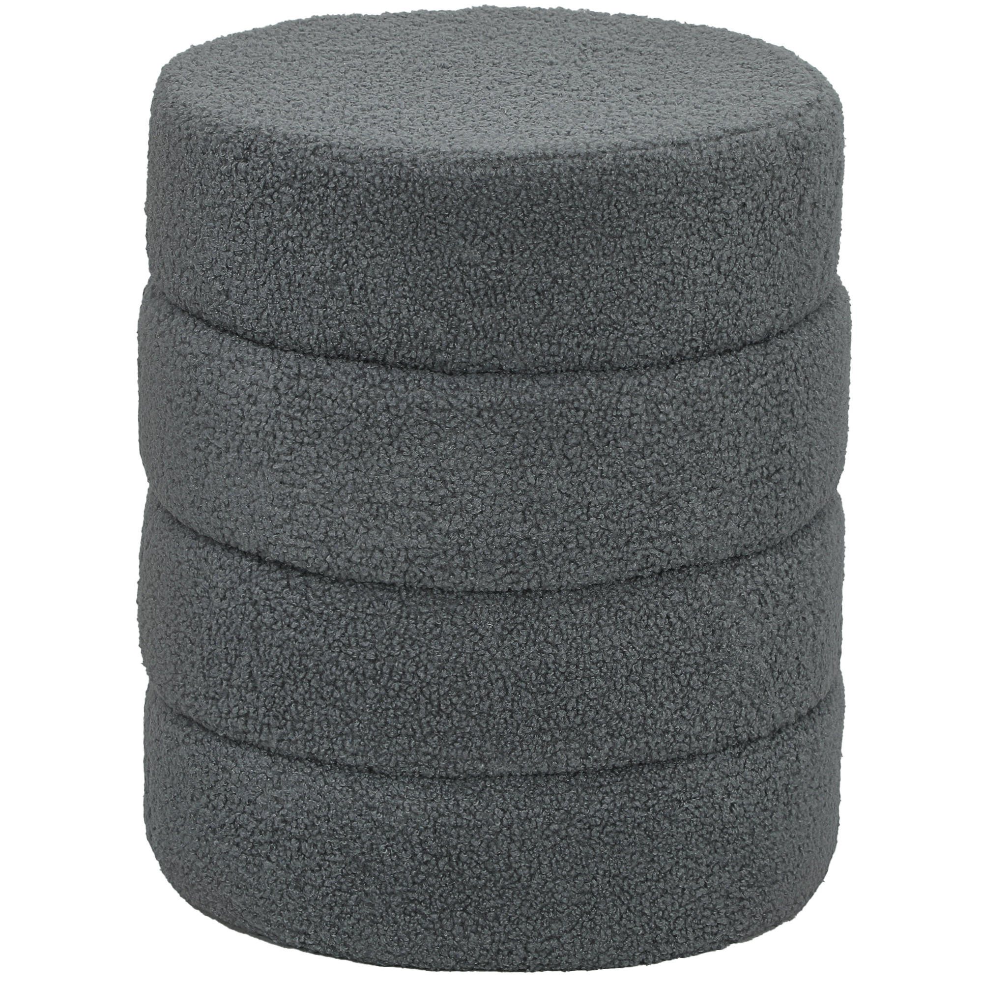 SITZHOCKER, Fußhocker, Runder Polsterhocker, Fußstütze mit Sitzkissen - Dunkelgrau/Naturfarben, Holz/Textil (40/45/40cm) - HOMCOM