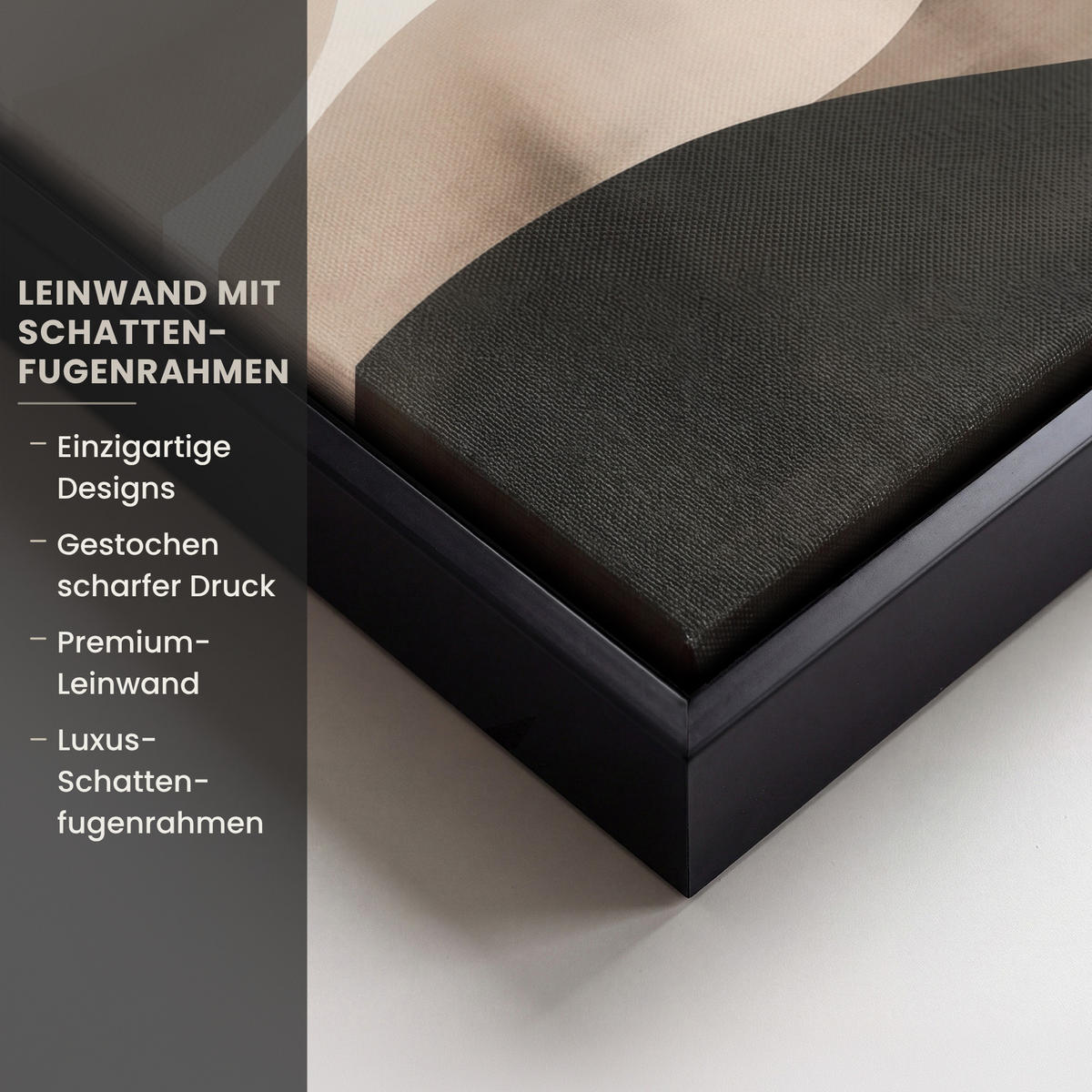 LEINWAND Bilder mit Rahmen - Abstrakt - Landschaft - Wellen - Cremefarben - 30x20 - Cappuccino, Textil (30/20cm) - MuchoWow
