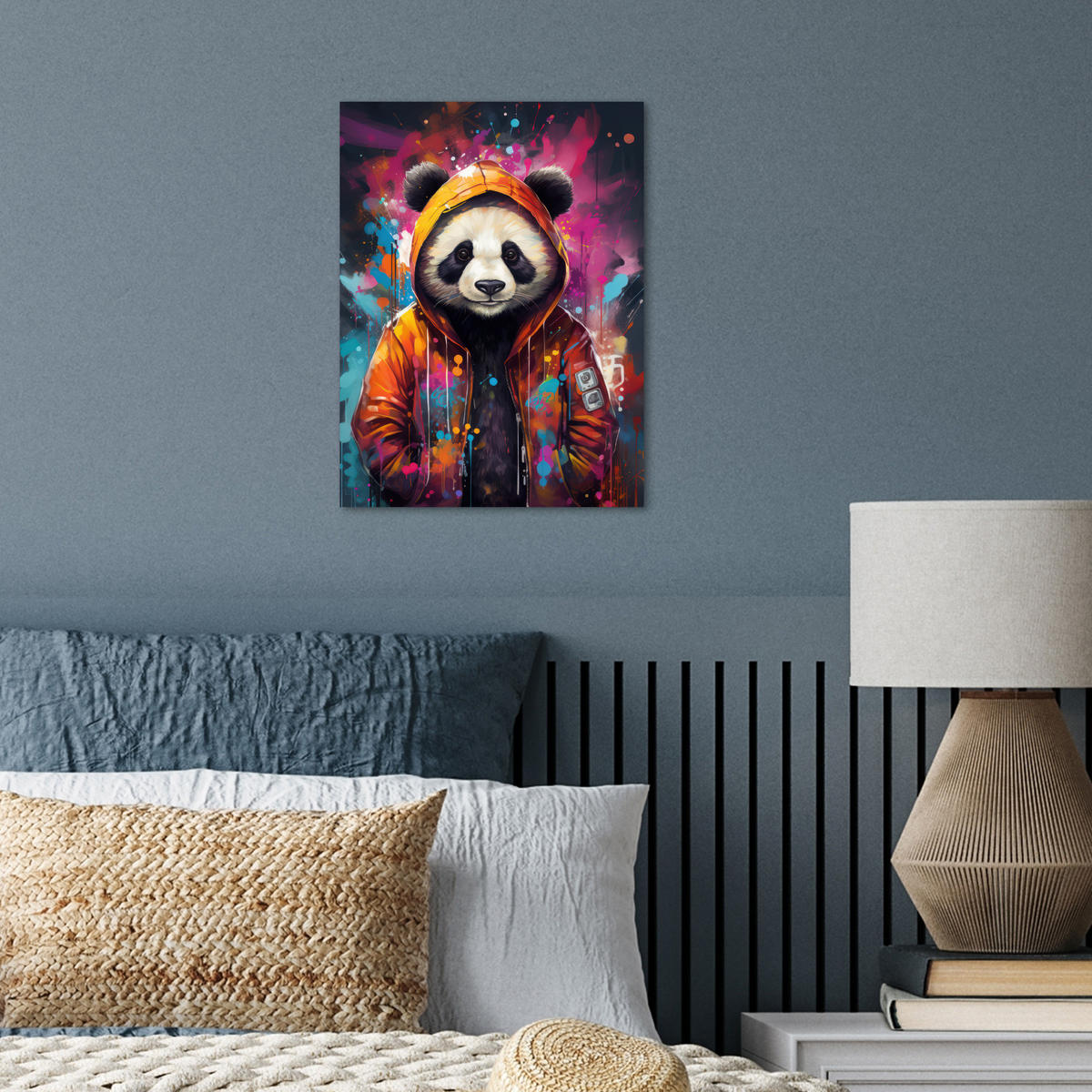 POSTER Panda - Jacke - Graffiti - Orange 30x40 cm - Orange, Papier (30/40/0.1cm) - MuchoWow