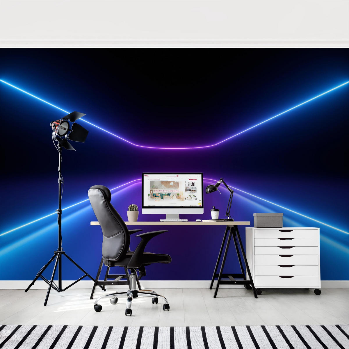 FOTOTAPETE Neonlichter 336/225 cm - Violett, Papier (336/225cm) - Bilderwelten