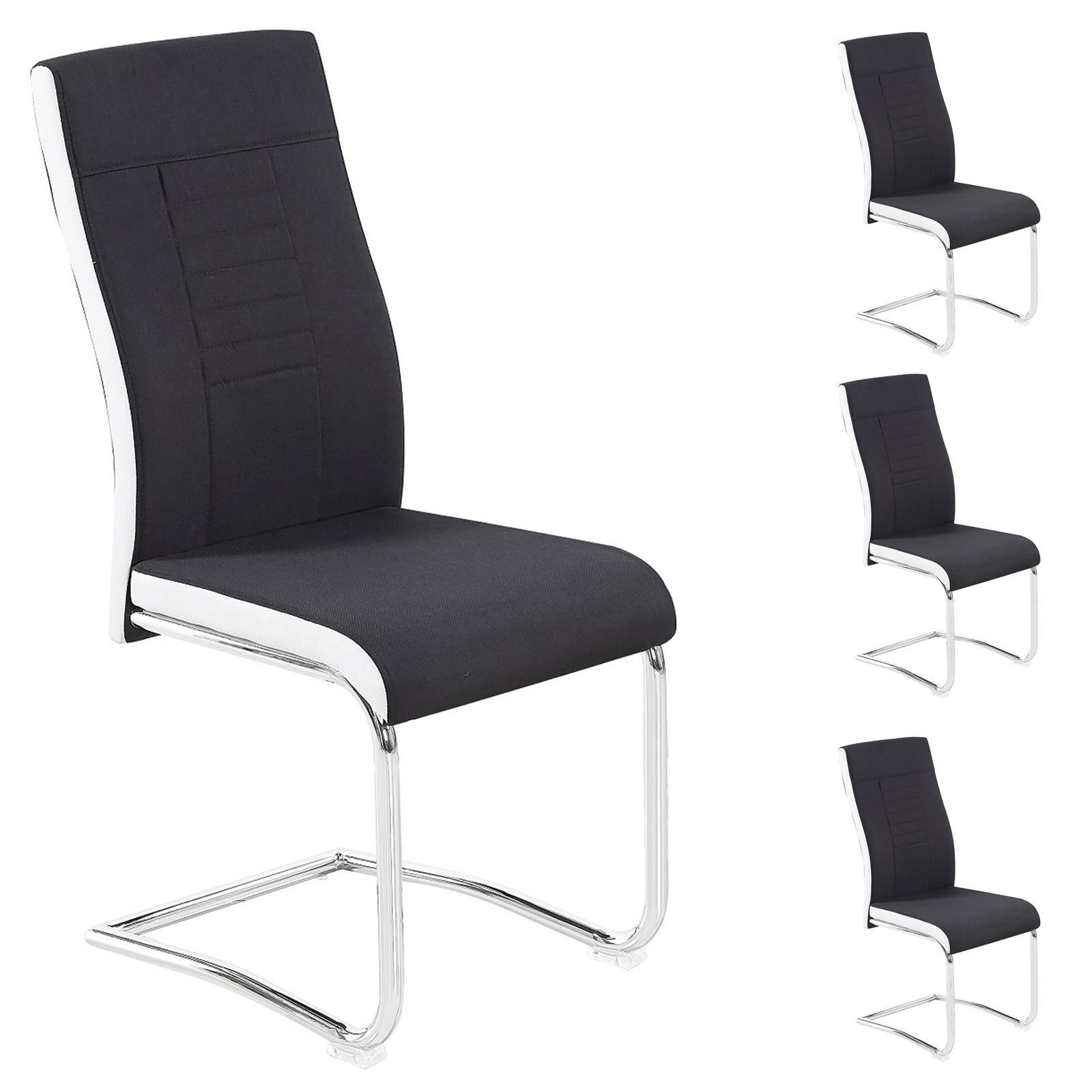 ESSZIMMERSTUHL ALBA 4ER-SET - Schwarz/Weiß, Textil (43/98/57cm) - CARO-Möbel