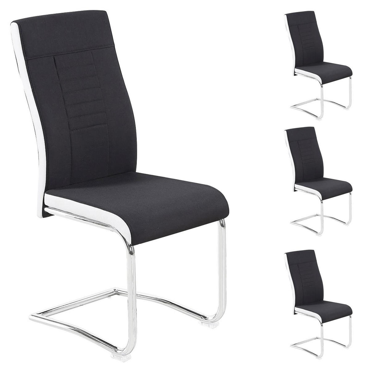 ESSZIMMERSTUHL ALBA 4ER-SET - Schwarz/Weiß, Textil (43/98/57cm) - CARO-Möbel