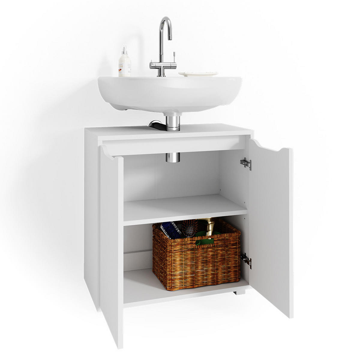 WASCHBECKENUNTERSCHRANK Ruben Weiß 60 x 62.5 cm - Weiß, Holzwerkstoff (60/62.5/30cm) - Vicco