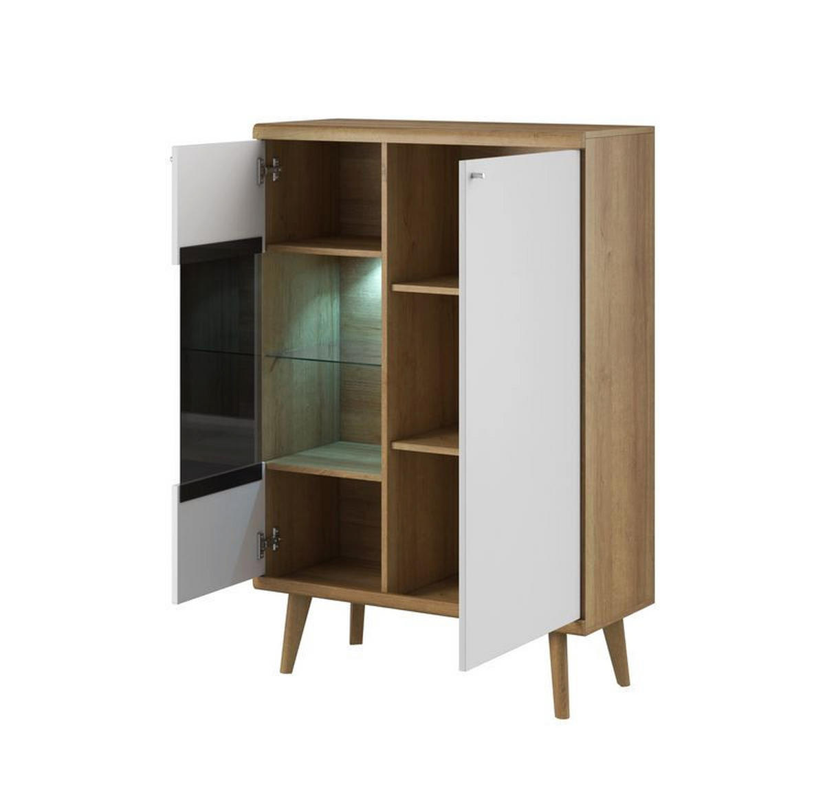 VITRINE – PWT90 – 90 cm – Primo – Weiß / Sonoma Eiche - Weiß, Holzwerkstoff (90/134/40cm) - hi-markt