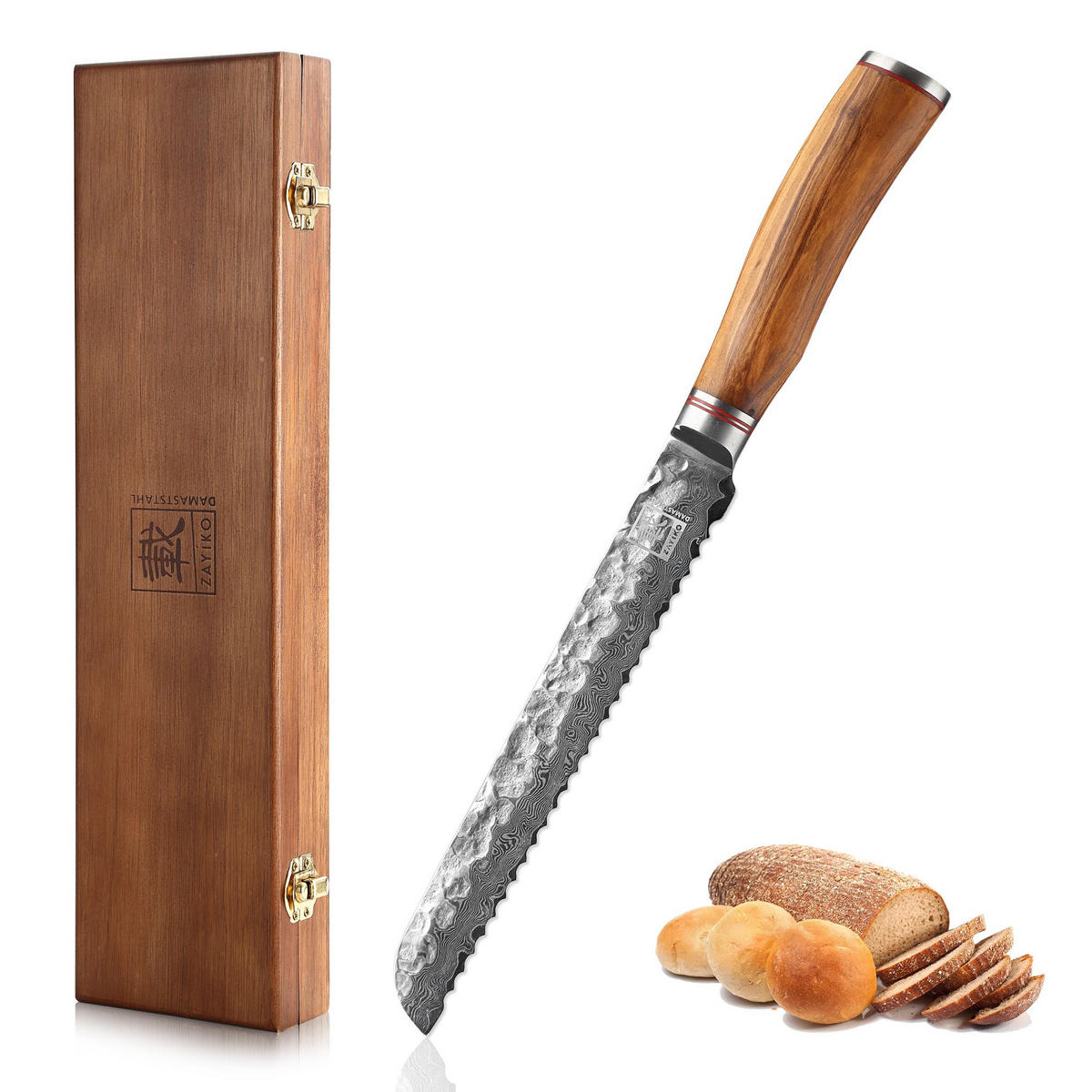 BROTMESSER 20 cm - Braun, Holz/Metall (34cm) - Zayiko