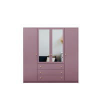 DREHTÜRENSCHRANK GALIO 196/200/57,5 cm 4-türig mit Spiegel Violett - Violett, Holzwerkstoff (196/200/57.5cm) - MASSENO