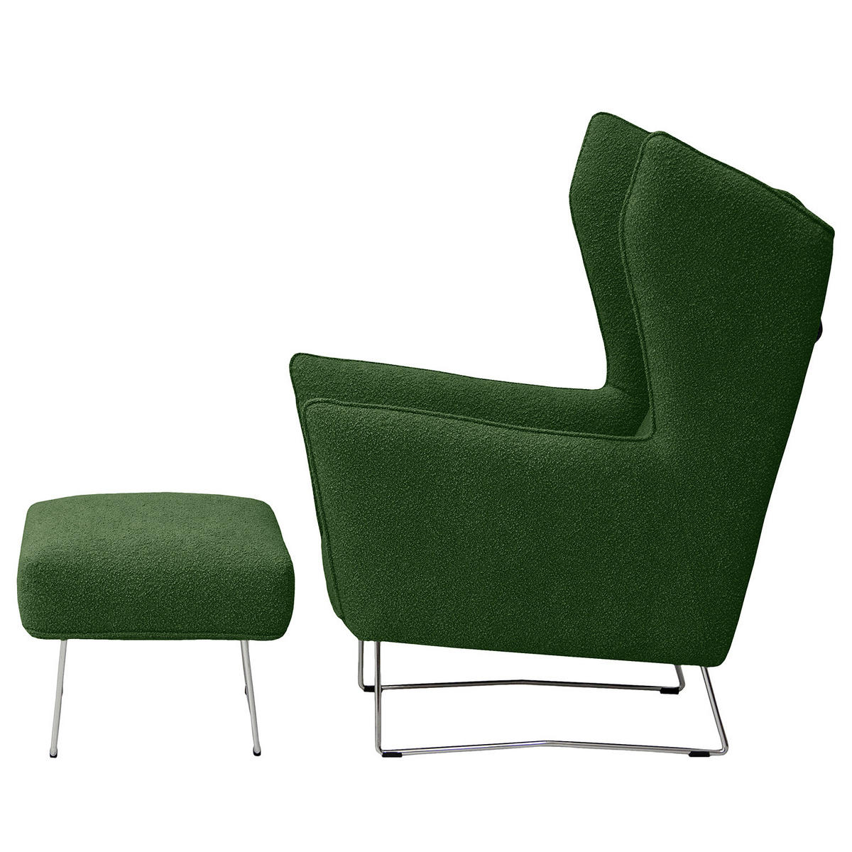 SESSEL - Chromfarben/Dunkelgrün, Textil/Metall (80/112/92cm) - home24