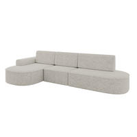 ECKSOFA mit Schlaffunktion Ottomane Links MARI L2-S 368X167X85 Hellgrau Velours - Edelstahlfarben/Schwarz, Holzwerkstoff/Kunststoff (368/167cm) - ALTDECOR